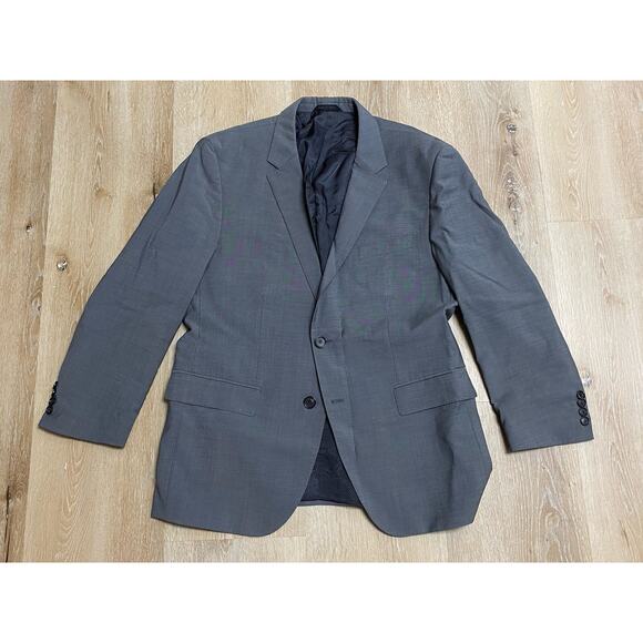 Hugo Boss Mens Two Button Blazer 100% Wool Sport Coat Jacket 42S Gray RECENT - Picture 1 of 7